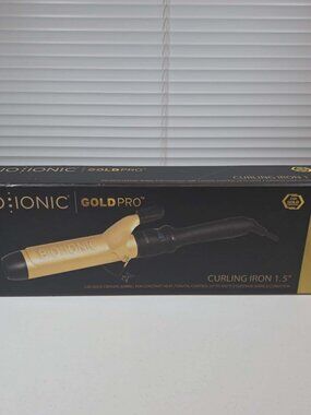 BIO IONIC GOLD PRO CURLING IRON 1.5" CERAMIC WAND BLACK GOLD